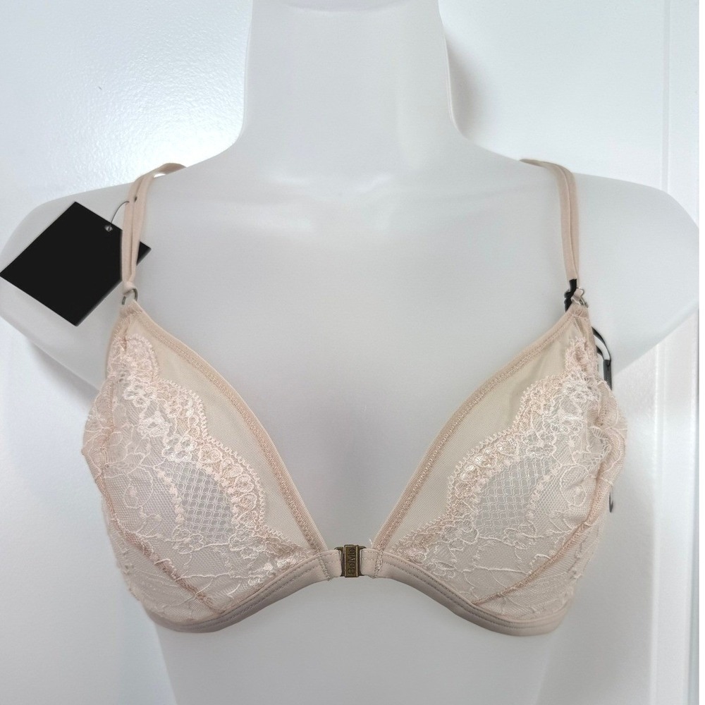 NEW BeMe New York Lace Front Clasp Bralette L Nude Coquette Balletcore Soft Bra